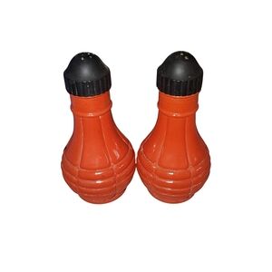 Vintage Euclid Coffee Co Deep Orange Glass Salt And Pepper Shakers
